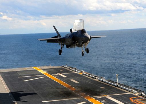 Attacks: US Navy aircraft were launched from a carrier in the Persian Gulf an F-35B Lightning II makes the first vertical landing on a flight deck