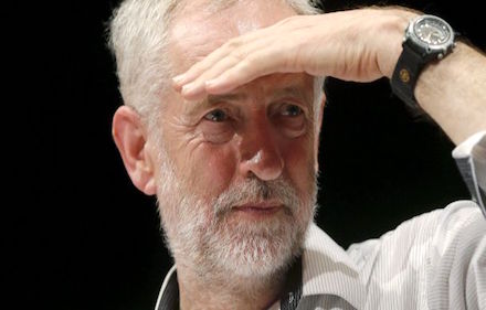 Jeremy Corbyn looking afar